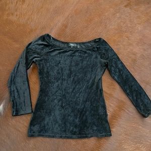 ✅Theory womens Velvet Elastic Long Sleeves Blouse Size XS Black Made In USA